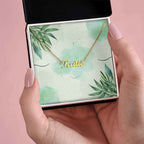 Personalized Name Necklace Green Leaves