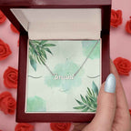 Personalized Name Necklace Green Leaves