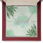 Personalized Name Necklace Green Leaves