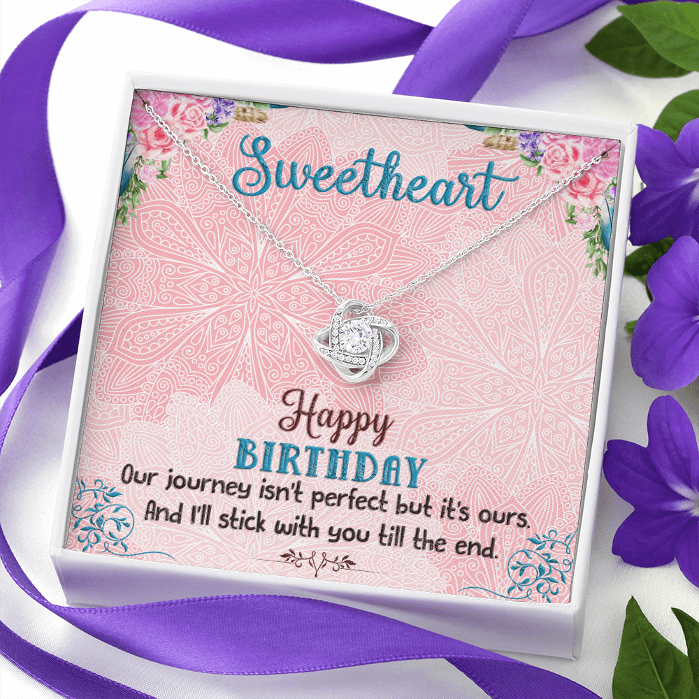 SweetHeart Happy Birthday boho chick The Love Knot Necklace - StarShineBox -