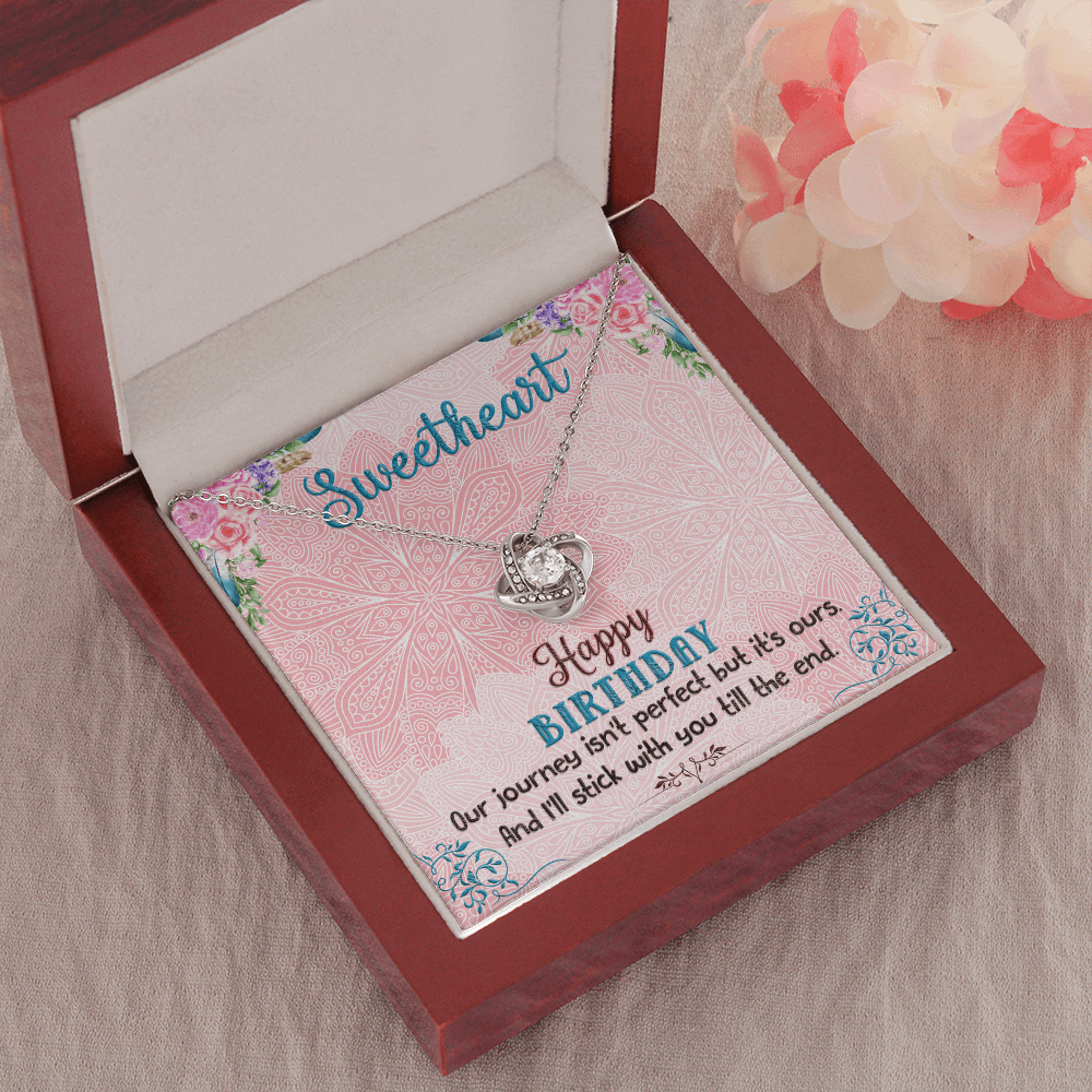 SweetHeart Happy Birthday boho chick The Love Knot Necklace - StarShineBox -