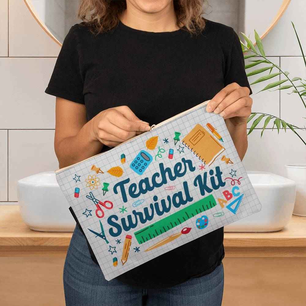 Teachers Survival Kit Large Fabric Zippered Pouch