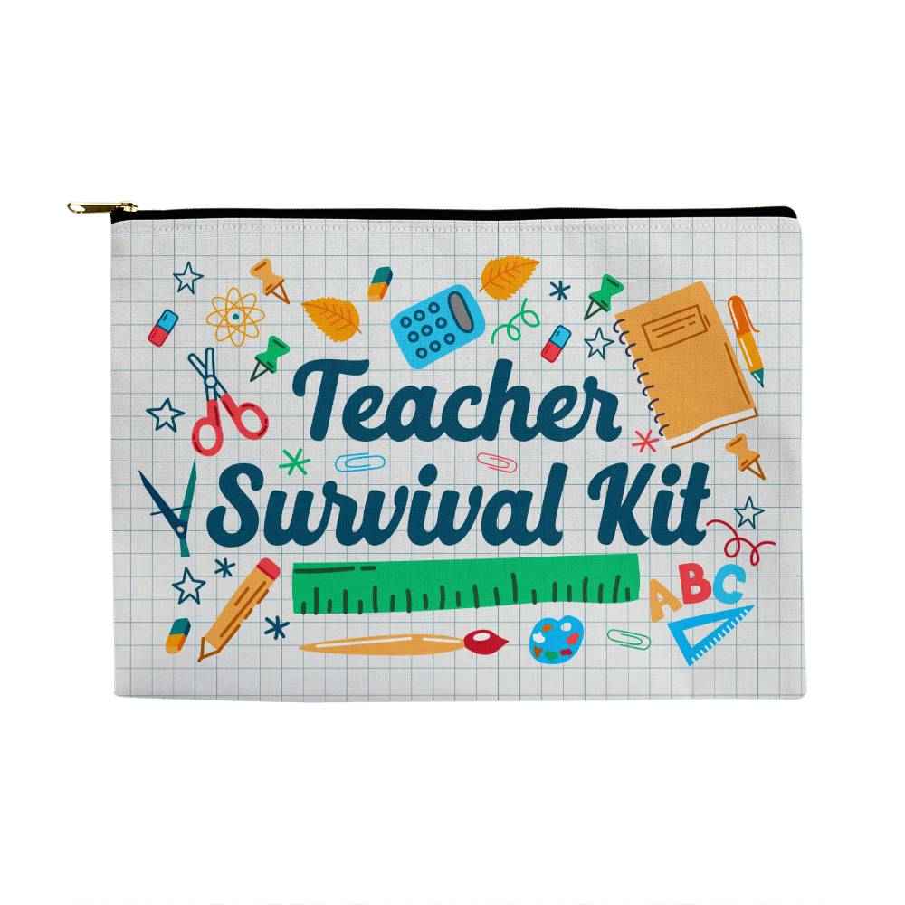 Teachers Survival Kit Large Fabric Zippered Pouch