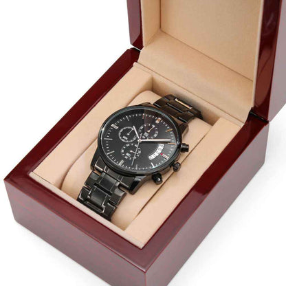 To MY Husband- Never forget that I love you Black Chronograph Watch - Starshine Box 