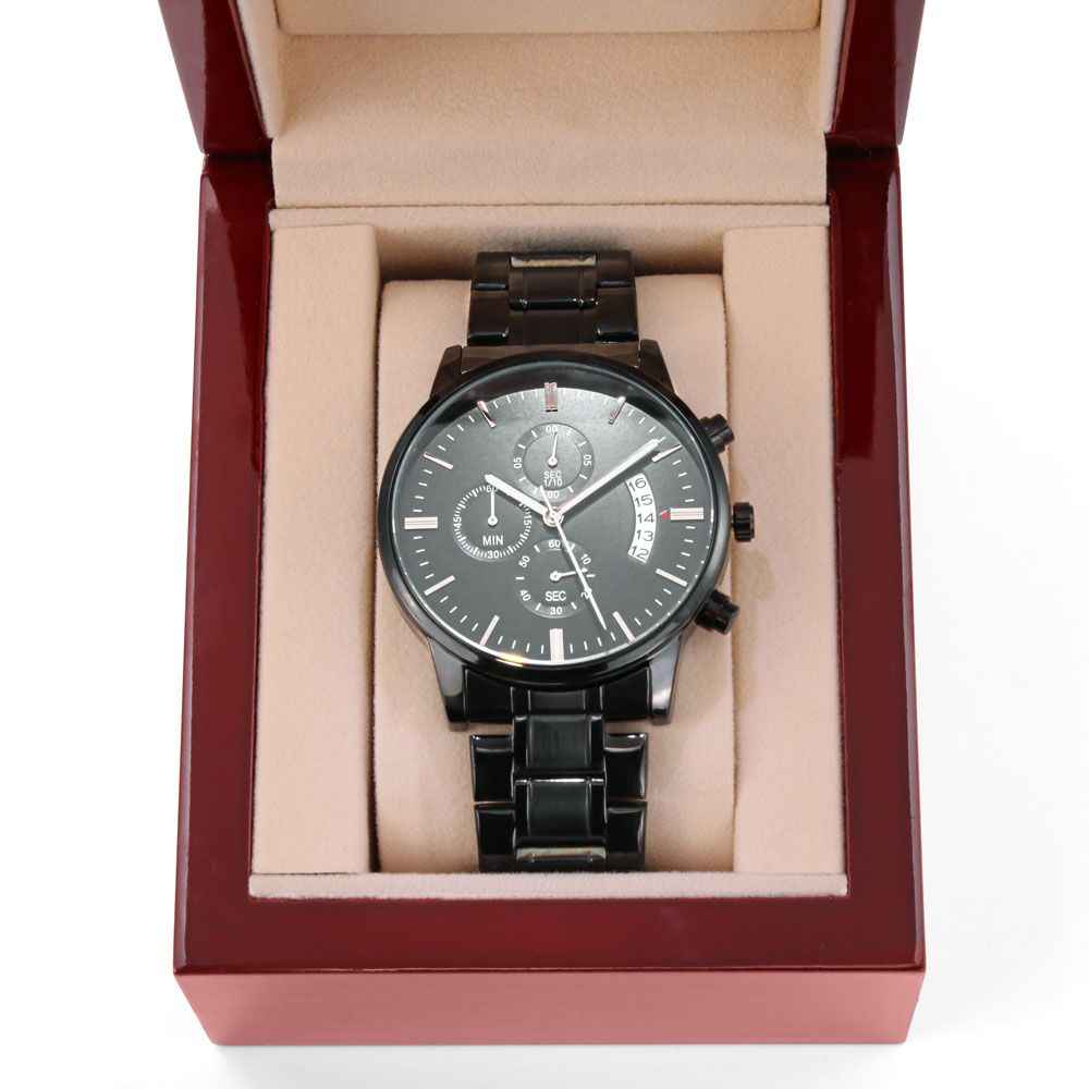 To MY Husband- Never forget that I love you Black Chronograph Watch - Starshine Box 