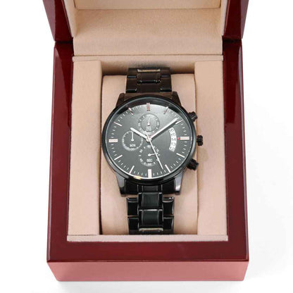 To MY Husband- Never forget that I love you Black Chronograph Watch - Starshine Box 