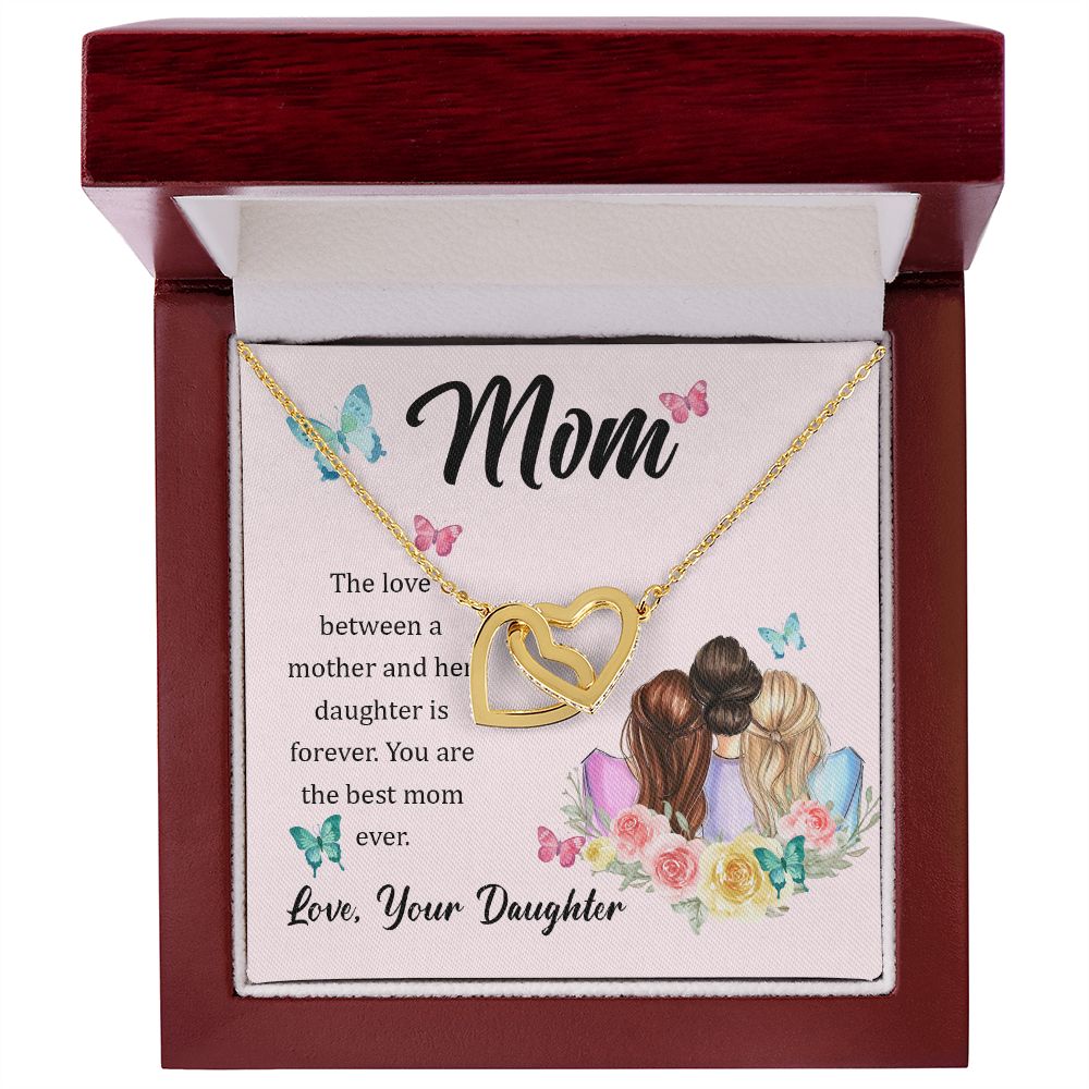 To Mom- The love between a mother and her daughter is forever Interlocking Hearts Necklace - StarShineBox -