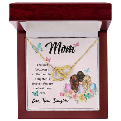To Mom- The love between a mother and her daughter is forever Interlocking Hearts Necklace - StarShineBox -