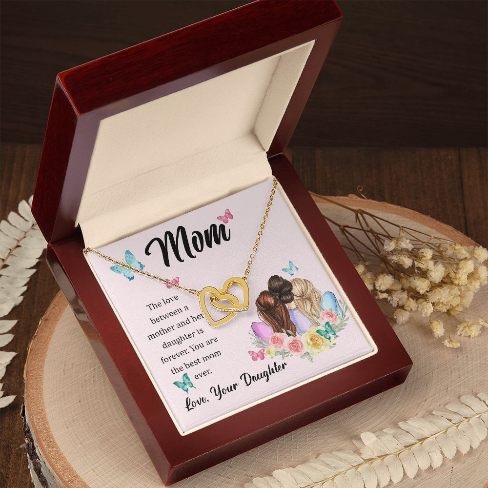 To Mom- The love between a mother and her daughter is forever Interlocking Hearts Necklace - StarShineBox -