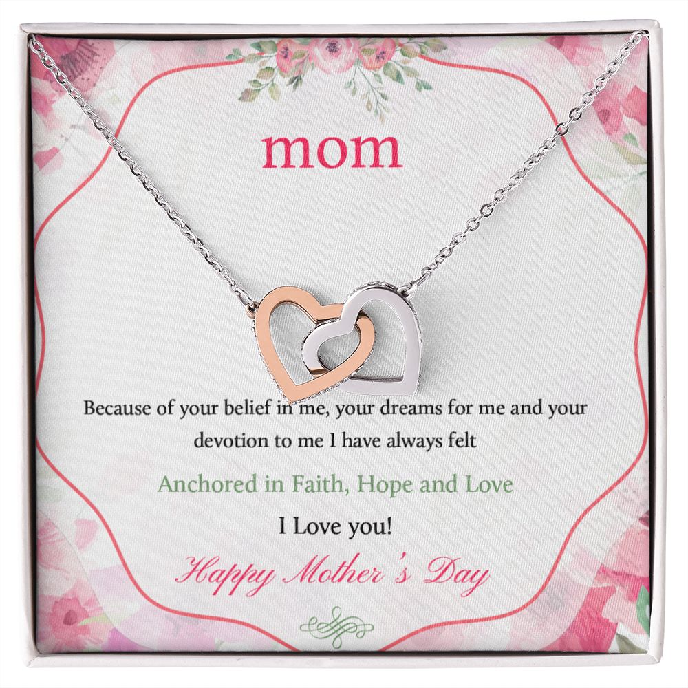 To Mom- because of your belief in me  Mother day Interlocking Hearts Necklace - StarShineBox -