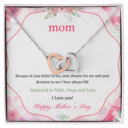 To Mom- because of your belief in me  Mother day Interlocking Hearts Necklace - StarShineBox -