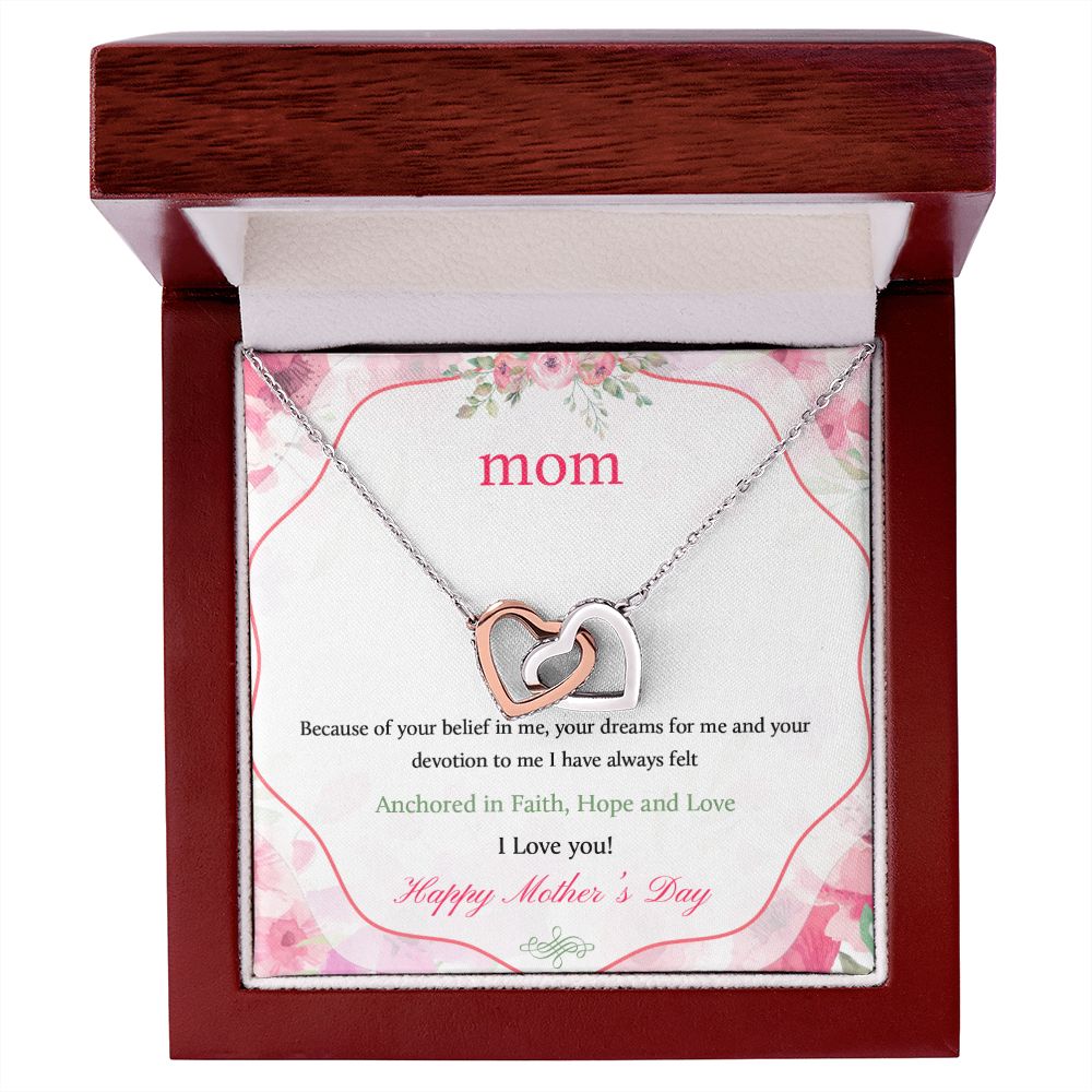 To Mom- because of your belief in me  Mother day Interlocking Hearts Necklace - StarShineBox -