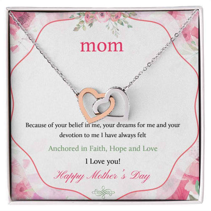To Mom- because of your belief in me  Mother day Interlocking Hearts Necklace