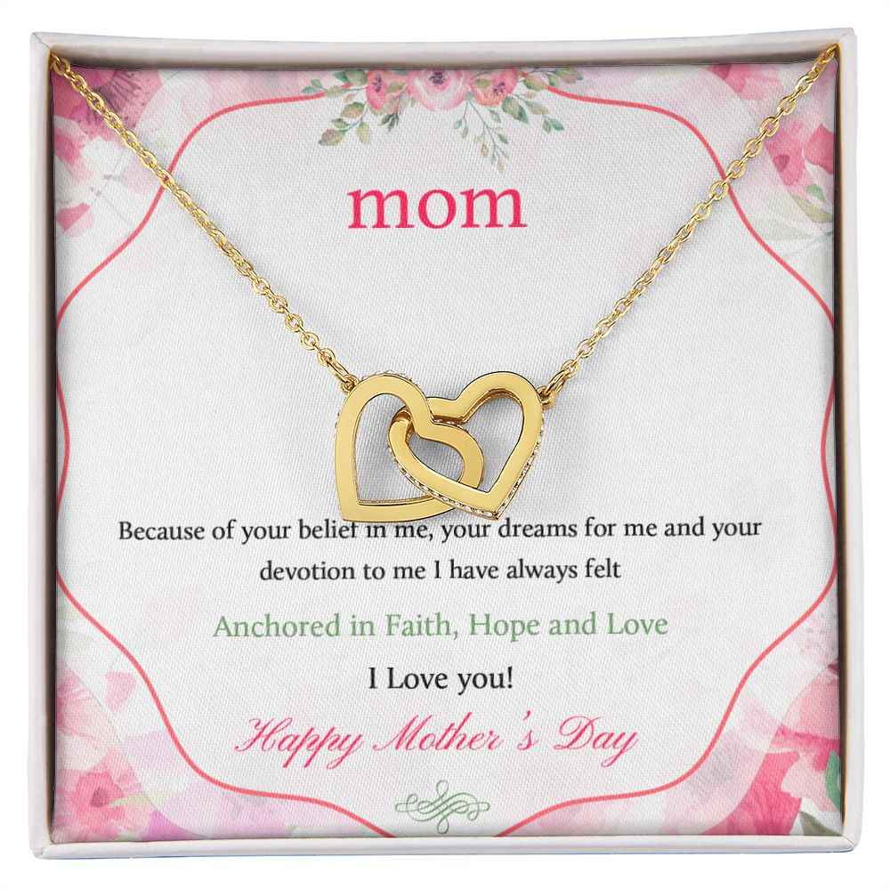 To Mom- because of your belief in me  Mother day Interlocking Hearts Necklace
