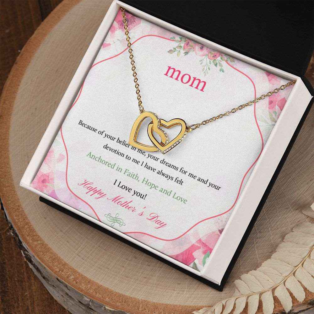 To Mom- because of your belief in me  Mother day Interlocking Hearts Necklace