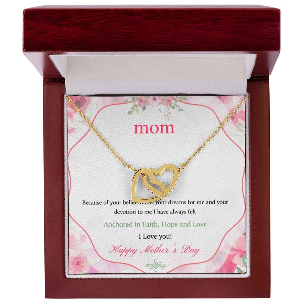 To Mom- because of your belief in me  Mother day Interlocking Hearts Necklace