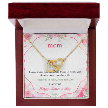 To Mom- because of your belief in me  Mother day Interlocking Hearts Necklace
