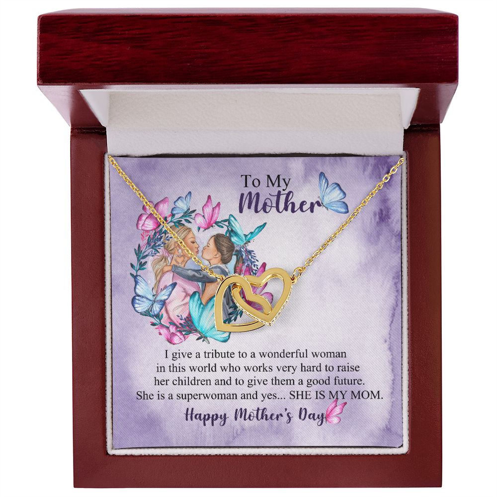 To Mom- she is superwomen Mothers day Interlocking Hearts Necklace - StarShineBox -