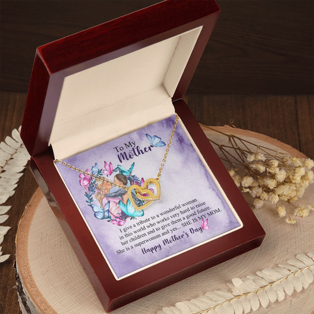 To Mom- she is superwomen Mothers day Interlocking Hearts Necklace - StarShineBox -