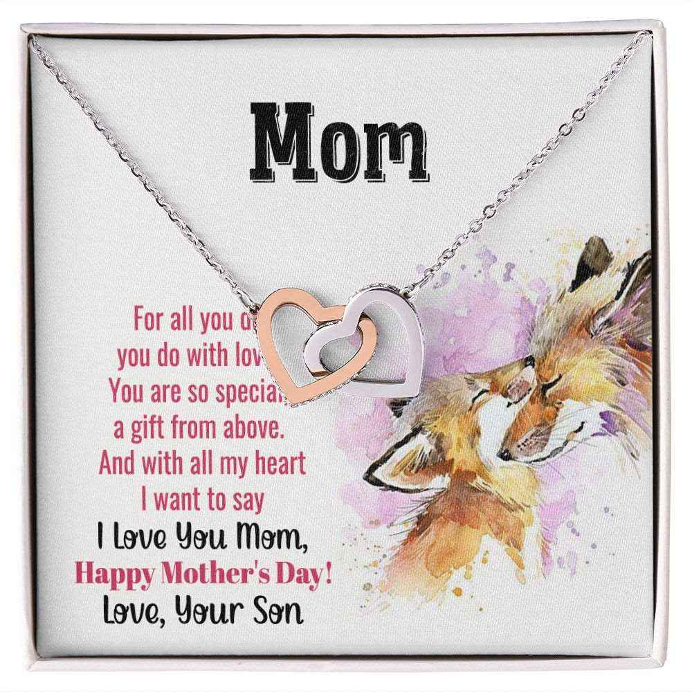 To Mom you are so special  Interlocking Hearts Necklace