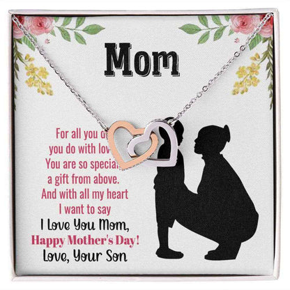 To Mom you are so special flower Interlocking Hearts Necklace