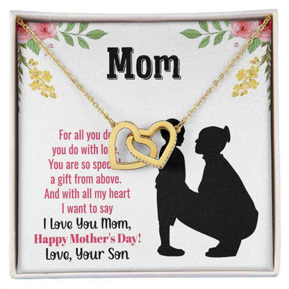 To Mom you are so special flower Interlocking Hearts Necklace