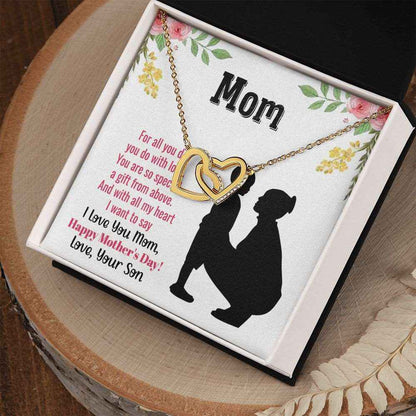 To Mom you are so special flower Interlocking Hearts Necklace