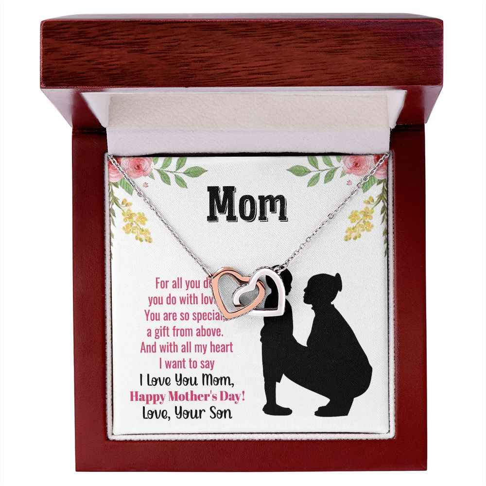 To Mom you are so special flower Interlocking Hearts Necklace