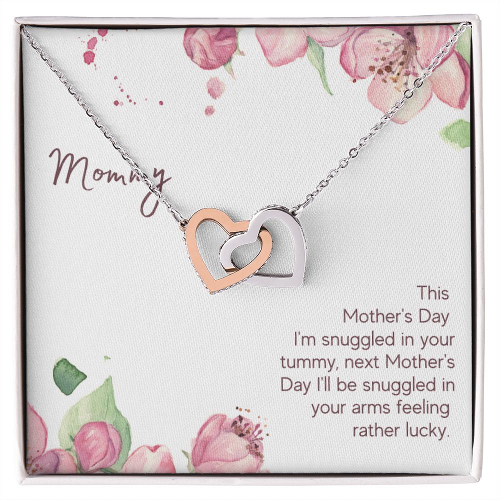 To Mommy - Snuggled in Your tummy Interlocking Hearts Necklace - StarShineBox -