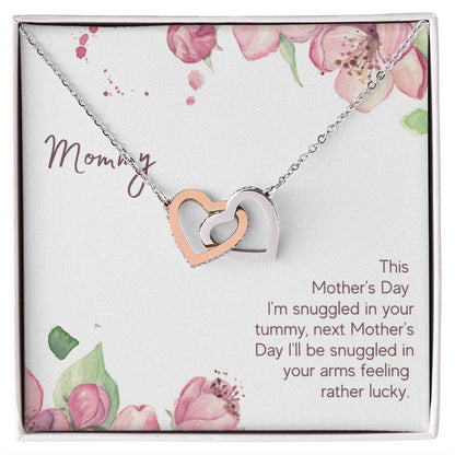 To Mommy - Snuggled in Your tummy Interlocking Hearts Necklace - StarShineBox -
