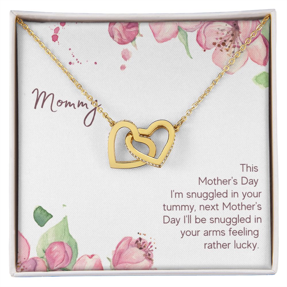To Mommy - Snuggled in Your tummy Interlocking Hearts Necklace - StarShineBox -