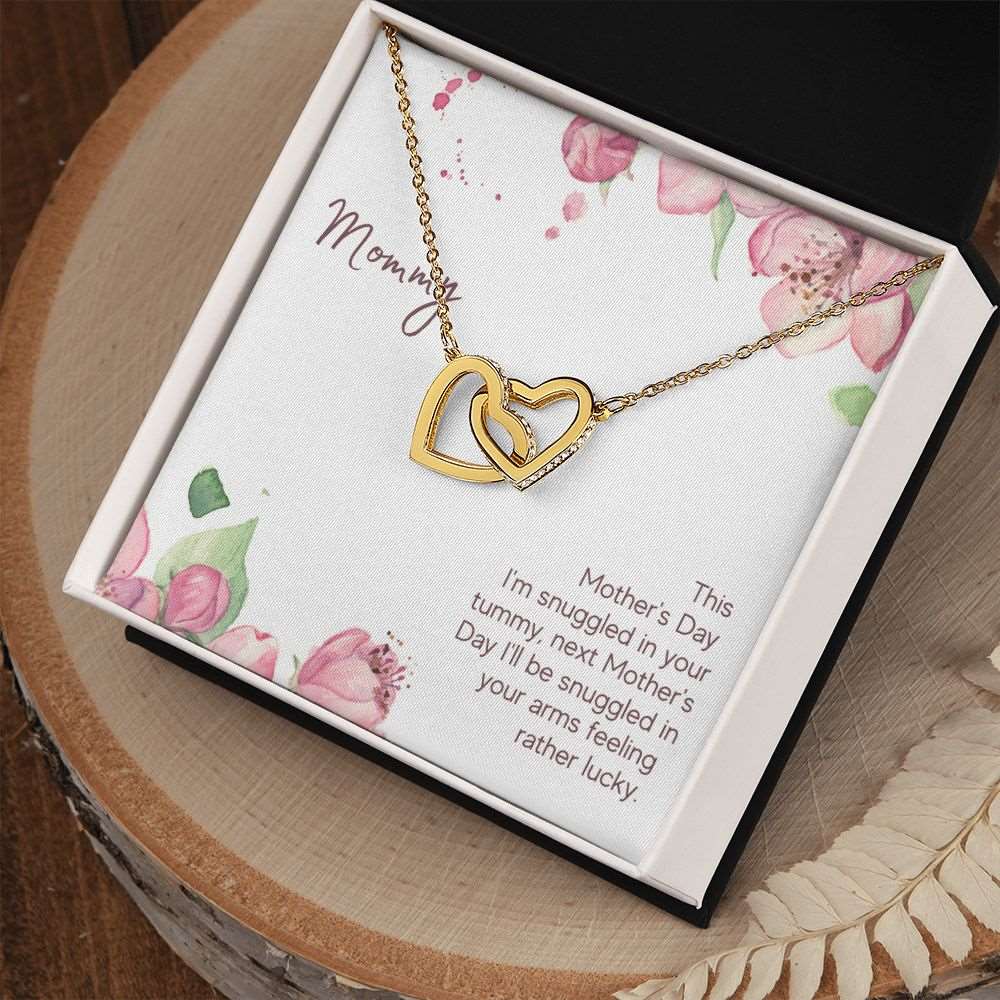 To Mommy - Snuggled in Your tummy Interlocking Hearts Necklace - StarShineBox -