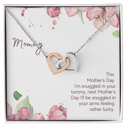 To Mommy - Snuggled in Your tummy Interlocking Hearts Necklace