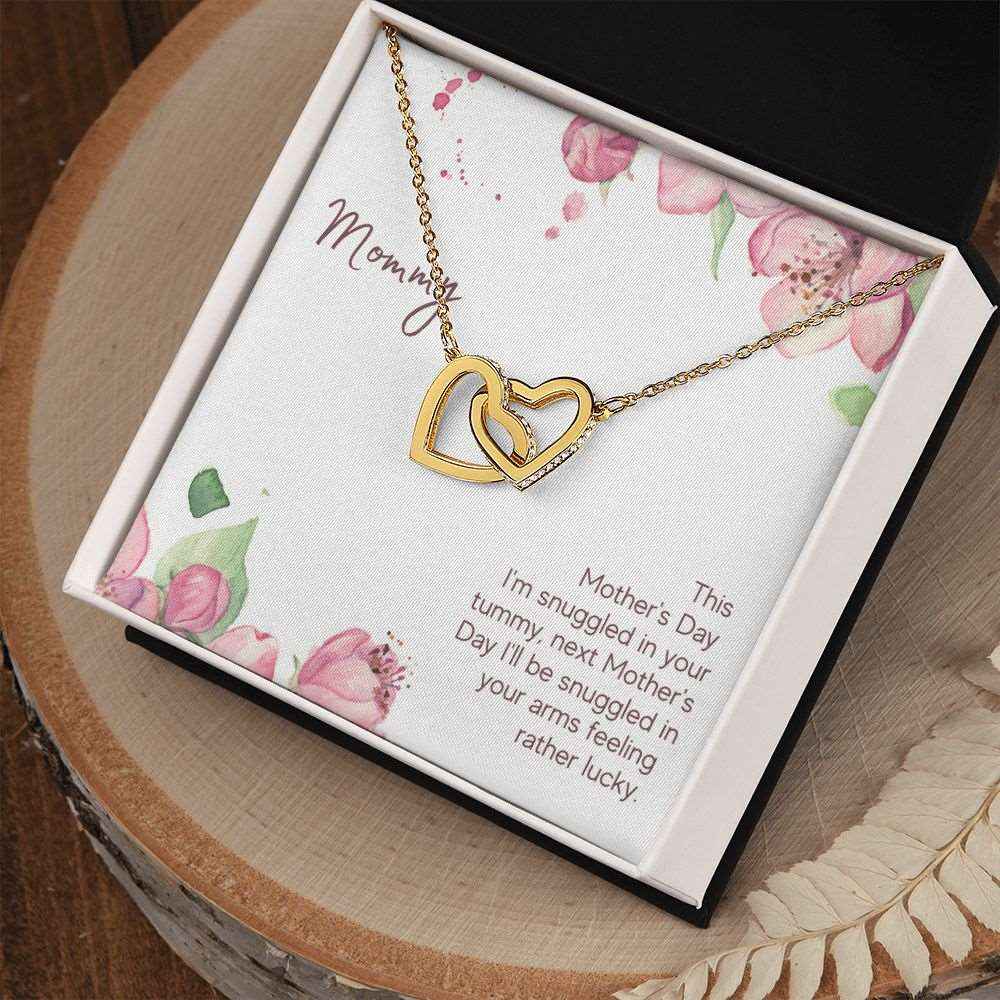 To Mommy - Snuggled in Your tummy Interlocking Hearts Necklace