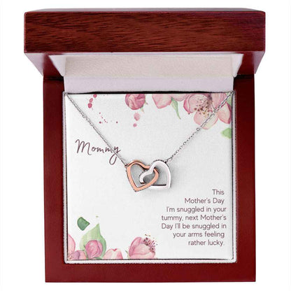To Mommy - Snuggled in Your tummy Interlocking Hearts Necklace