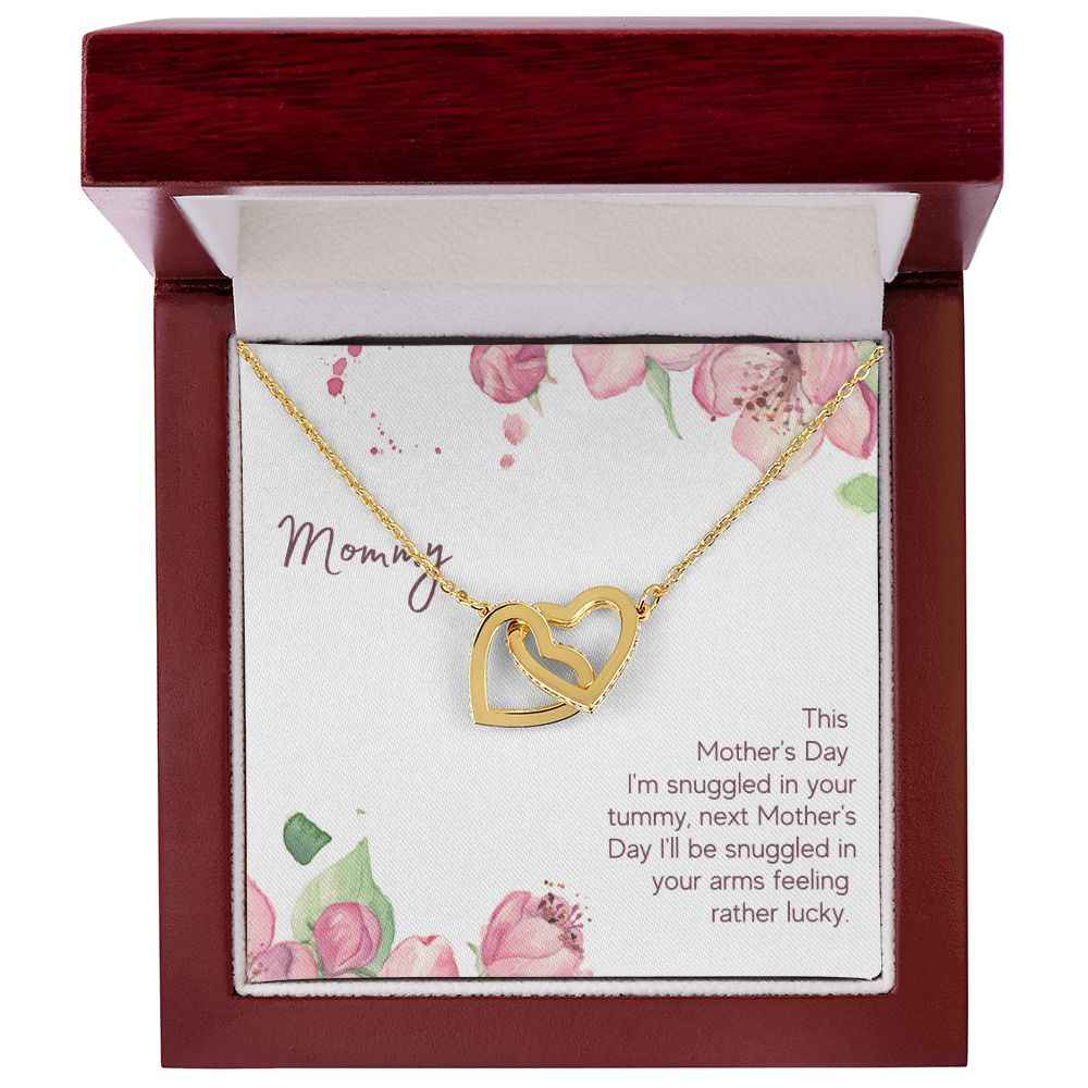 To Mommy - Snuggled in Your tummy Interlocking Hearts Necklace
