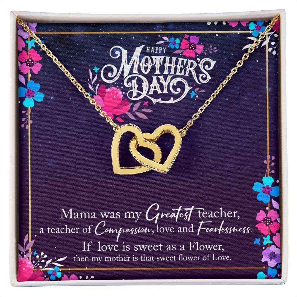 To Mother- Mama was the greatest teacher Happy Mothers' Day Interlocking Hearts Necklace