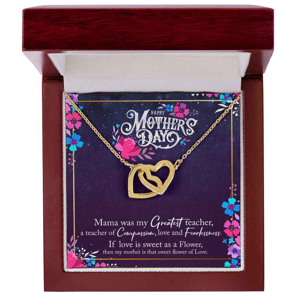 To Mother- Mama was the greatest teacher Happy Mothers' Day Interlocking Hearts Necklace