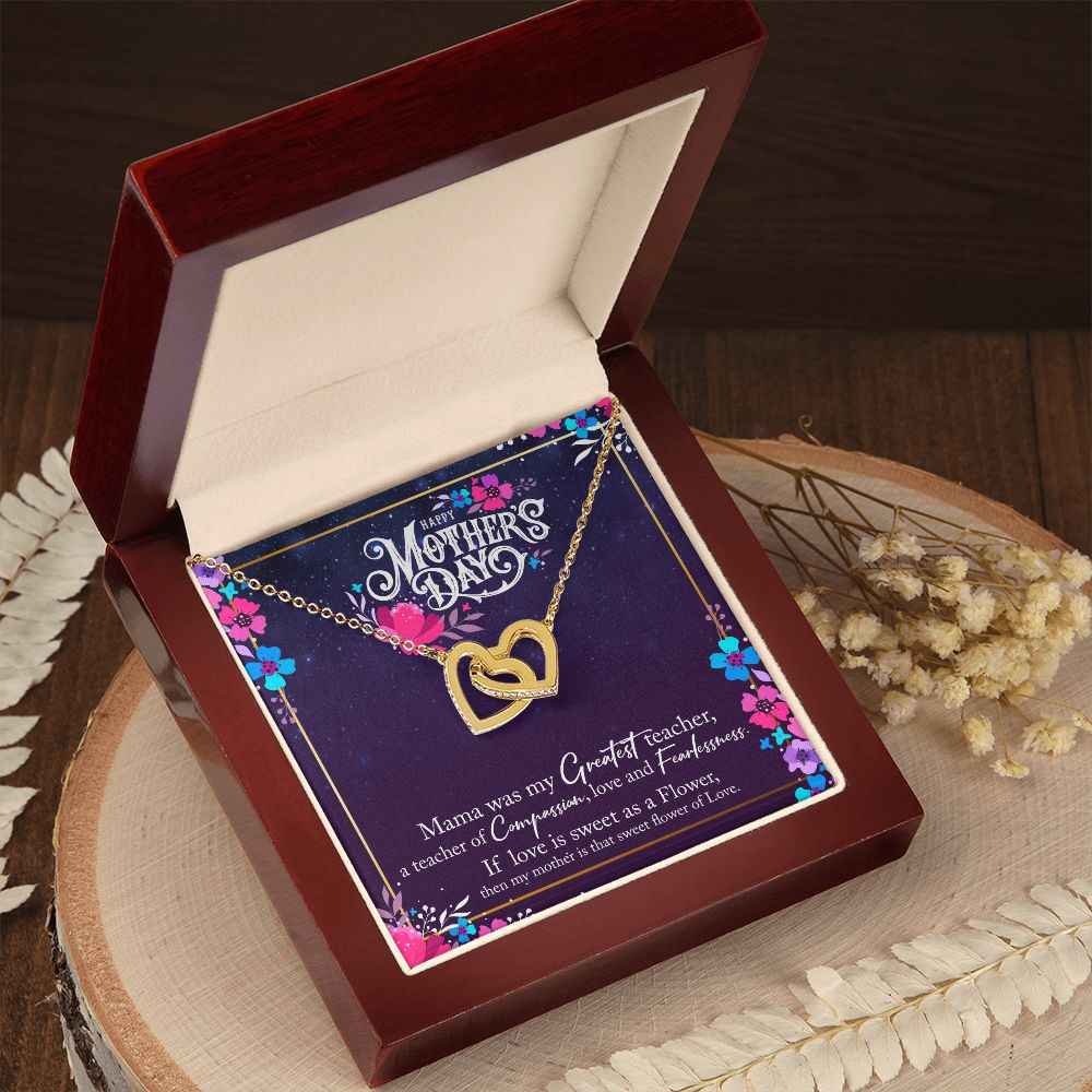 To Mother- Mama was the greatest teacher Happy Mothers' Day Interlocking Hearts Necklace