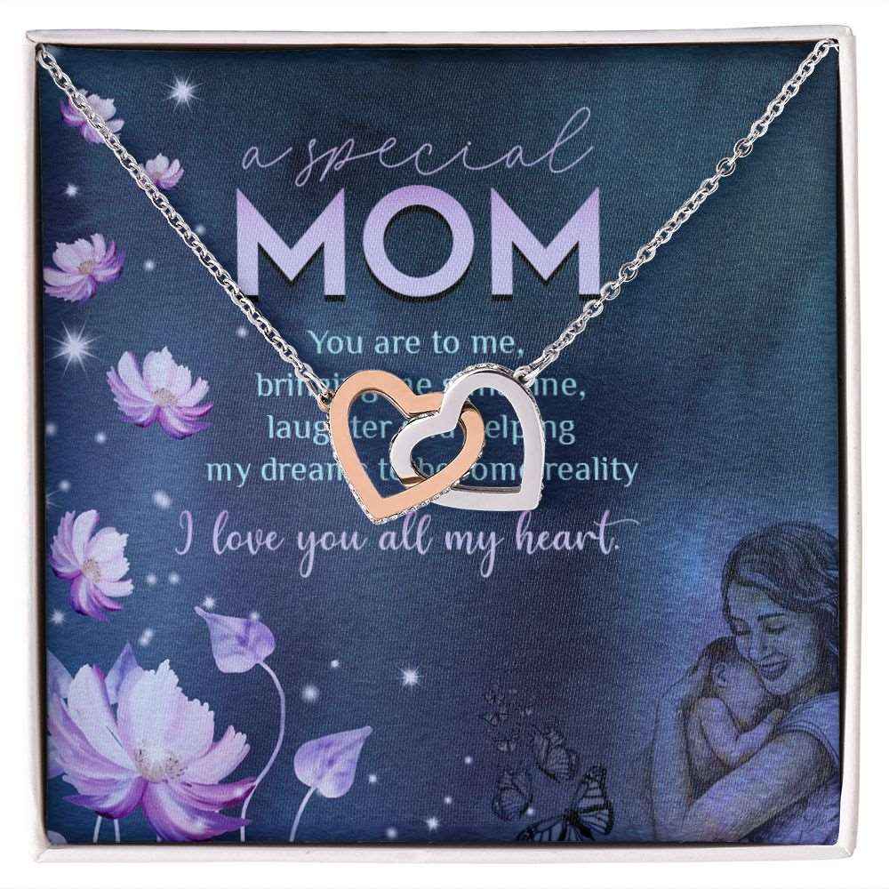 To Mother- You are to me Interlocking Hearts Necklace