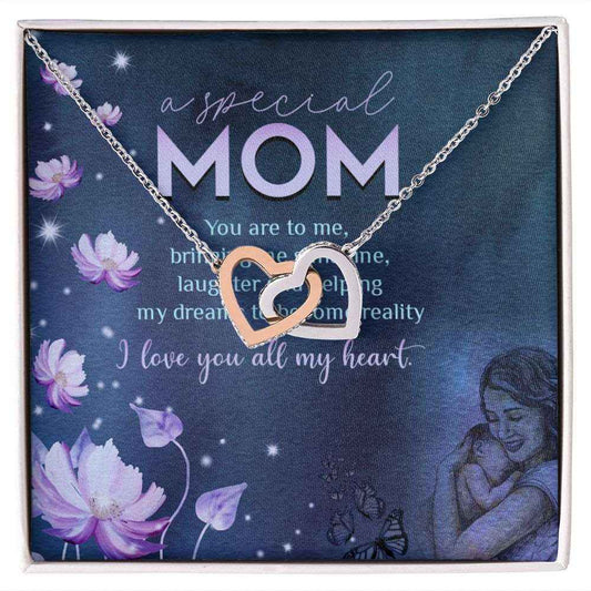 To Mother- You are to me Interlocking Hearts Necklace