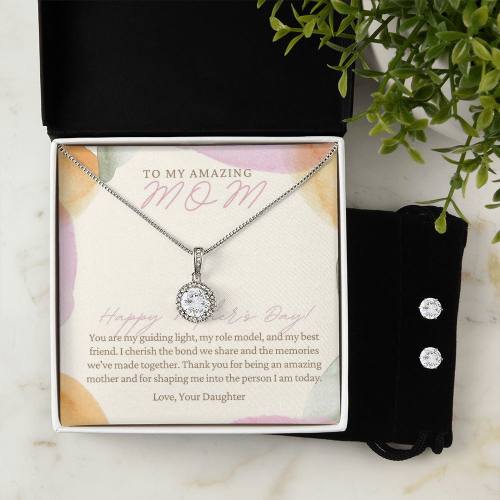 To My Amazing Mom - You are my guiding light Eternal Hope Necklace and Cubic Zirconia Earring Set - StarShineBox -