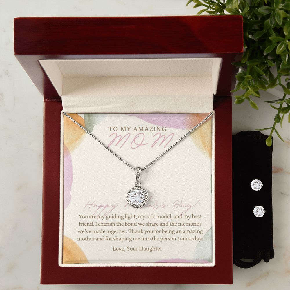 To My Amazing Mom - You are my guiding light Eternal Hope Necklace and Cubic Zirconia Earring Set - StarShineBox -