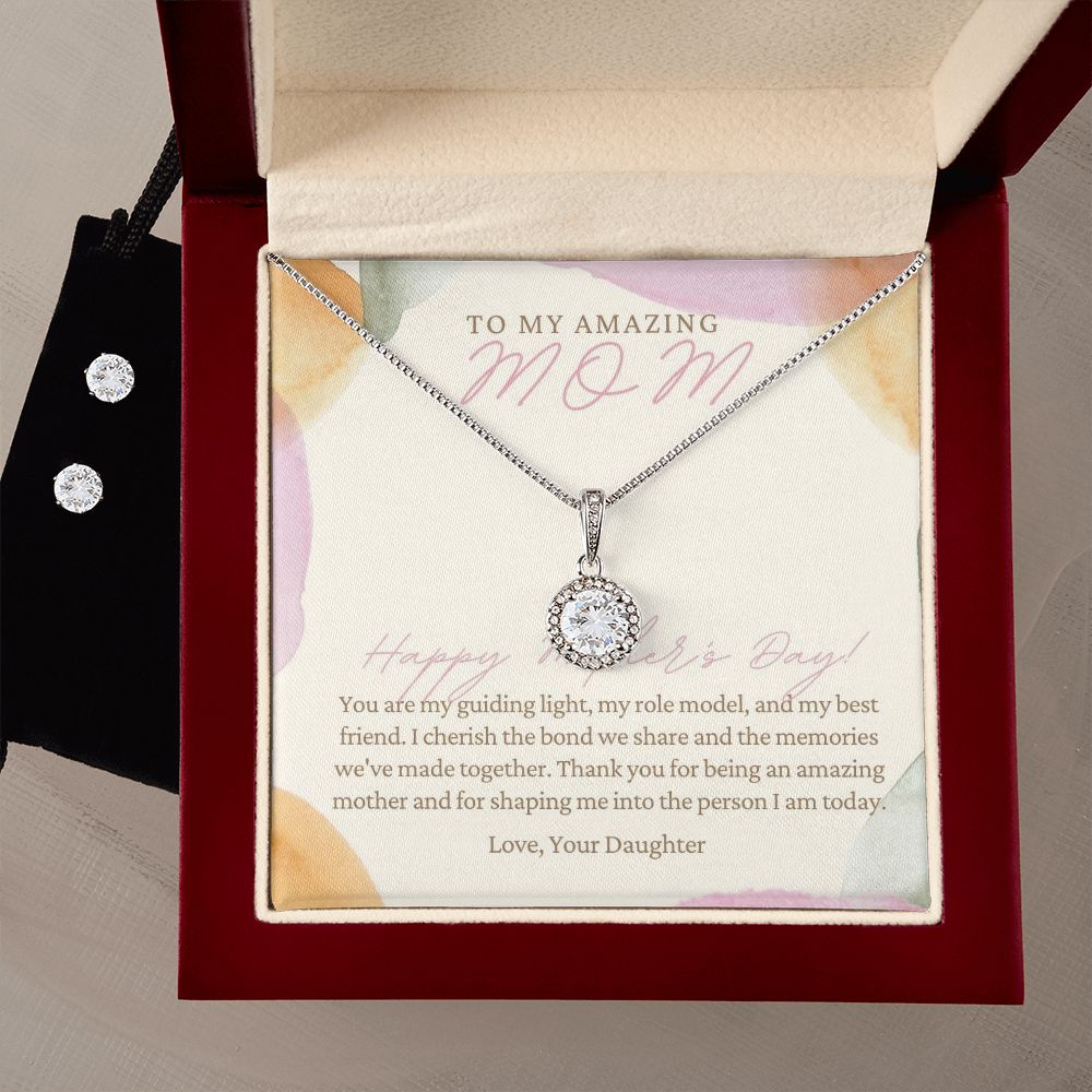 To My Amazing Mom - You are my guiding light Eternal Hope Necklace and Cubic Zirconia Earring Set - StarShineBox -