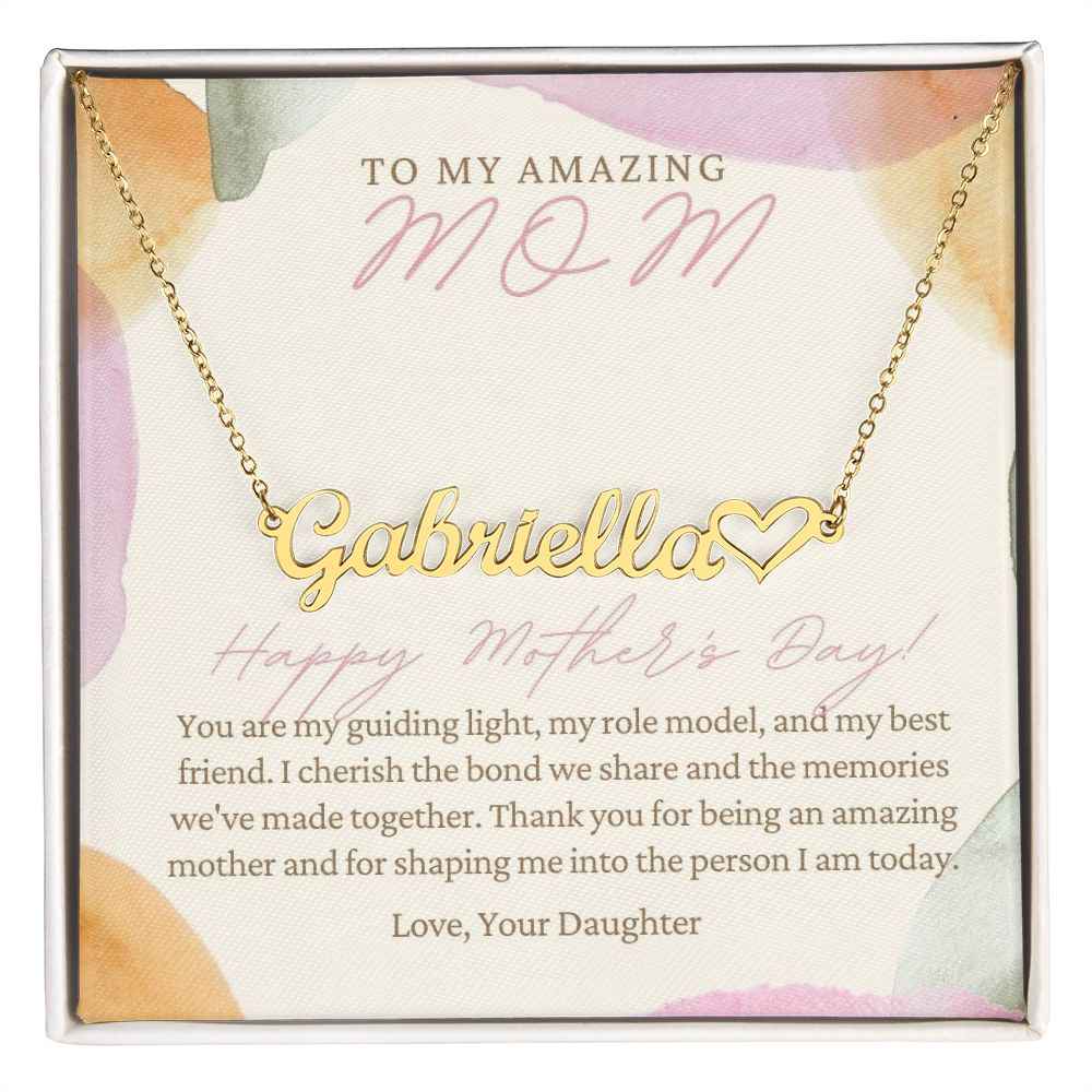 To My Amazing Mom - You are my guiding light  Mother's Day Heart Name Necklace
