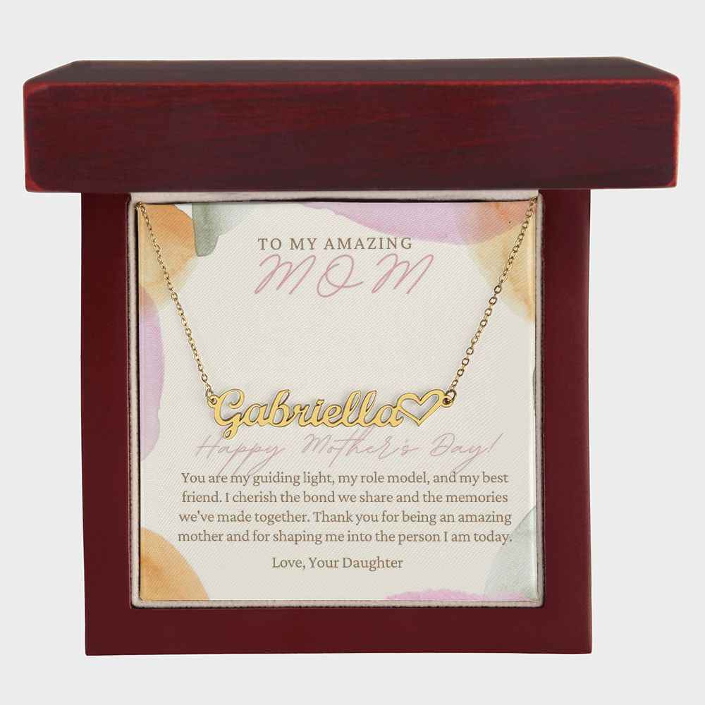 To My Amazing Mom - You are my guiding light  Mother's Day Heart Name Necklace