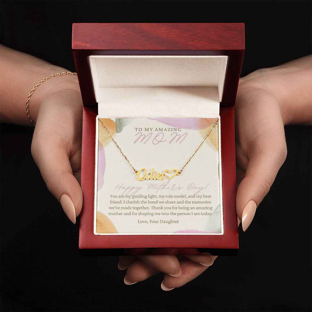 To My Amazing Mom - You are my guiding light  Mother's Day Heart Name Necklace