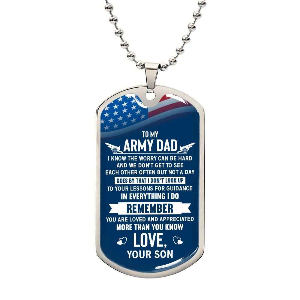 To My Army Dad, I  Know The Worry Can Be Hard Engraved Dog Tag