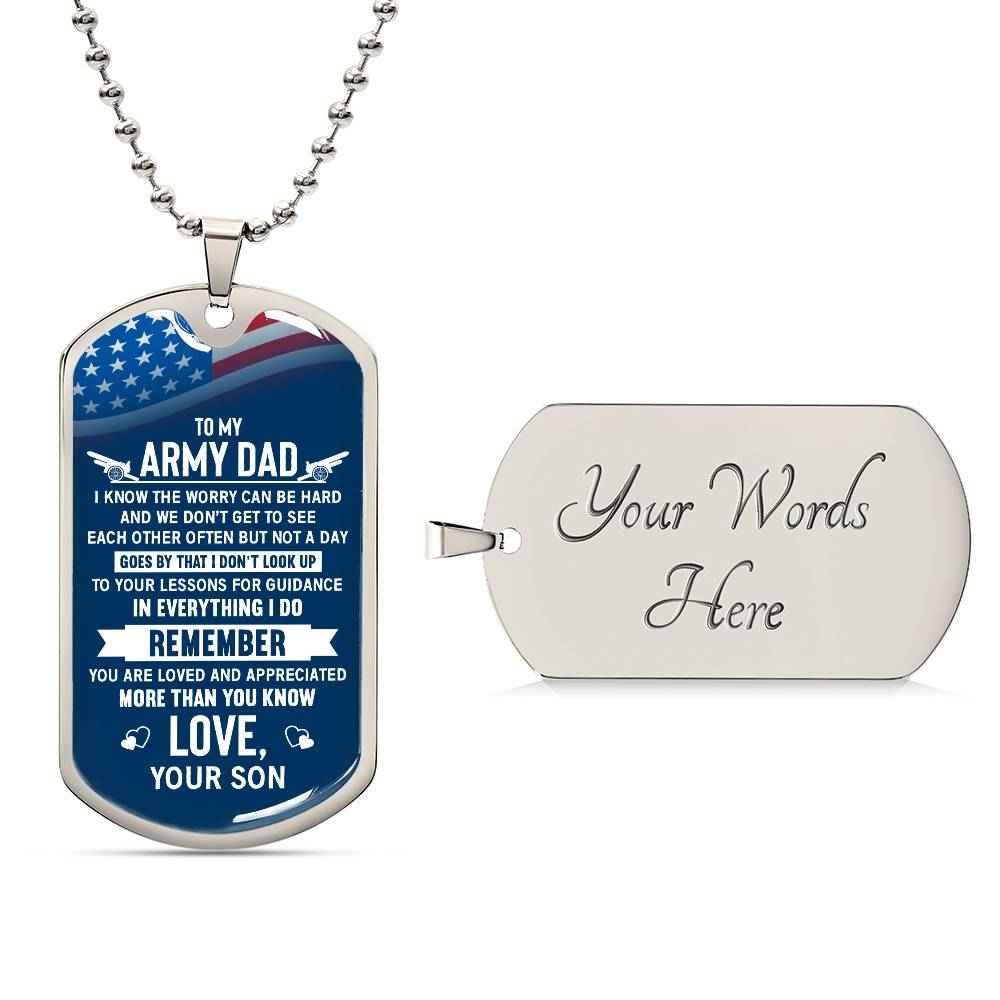 To My Army Dad, I  Know The Worry Can Be Hard Engraved Dog Tag