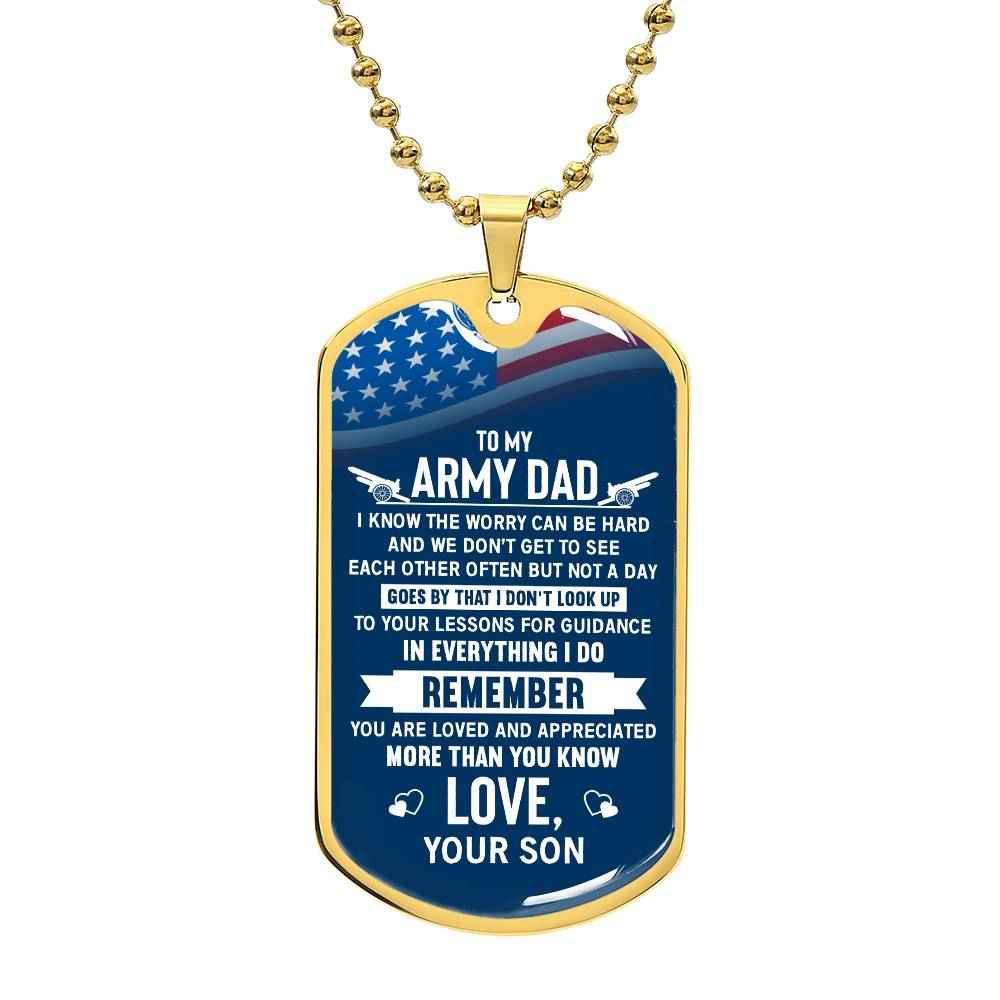 To My Army Dad, I  Know The Worry Can Be Hard Engraved Dog Tag